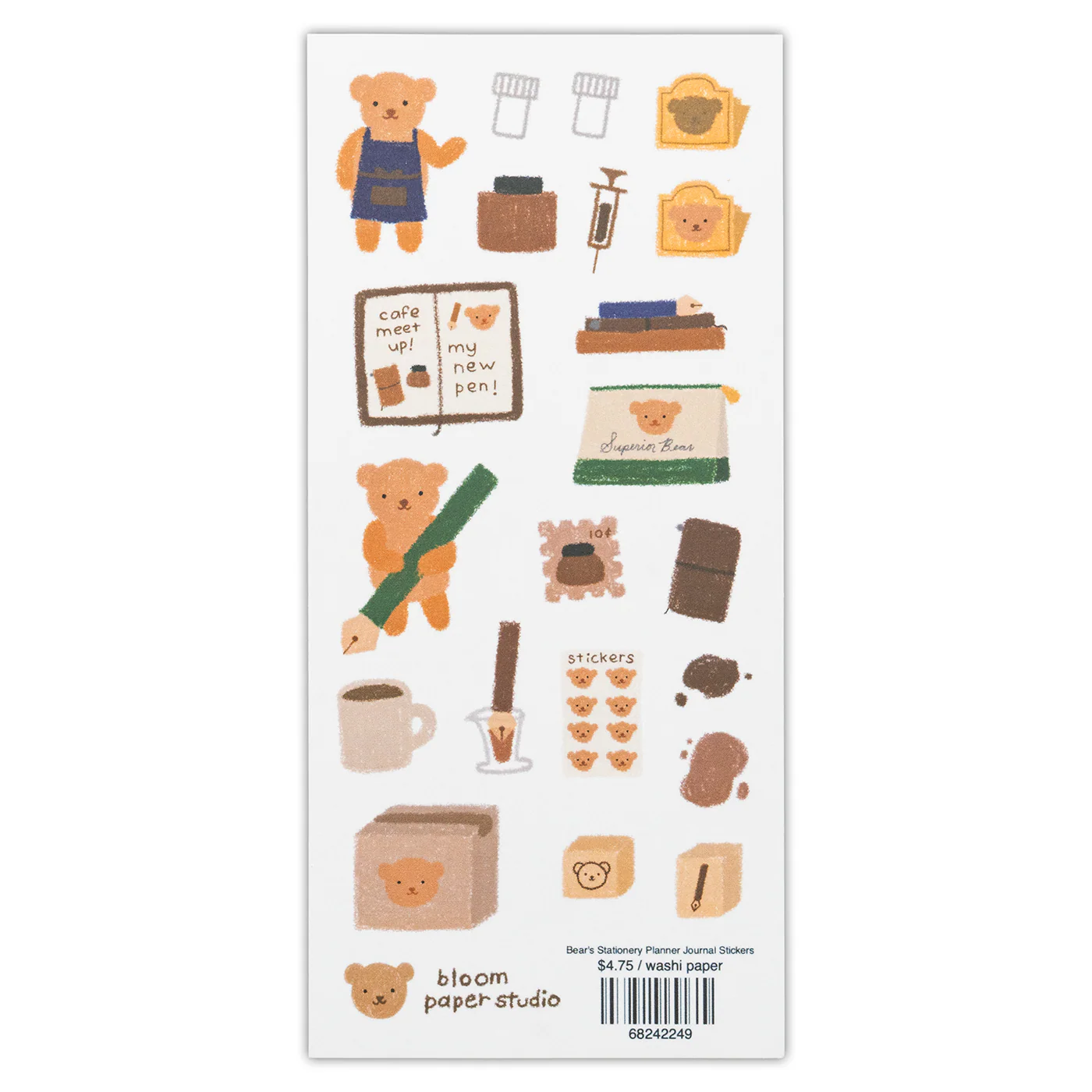 Bloom Paper Studio Sticker - Bear's Stationery Planner Journal