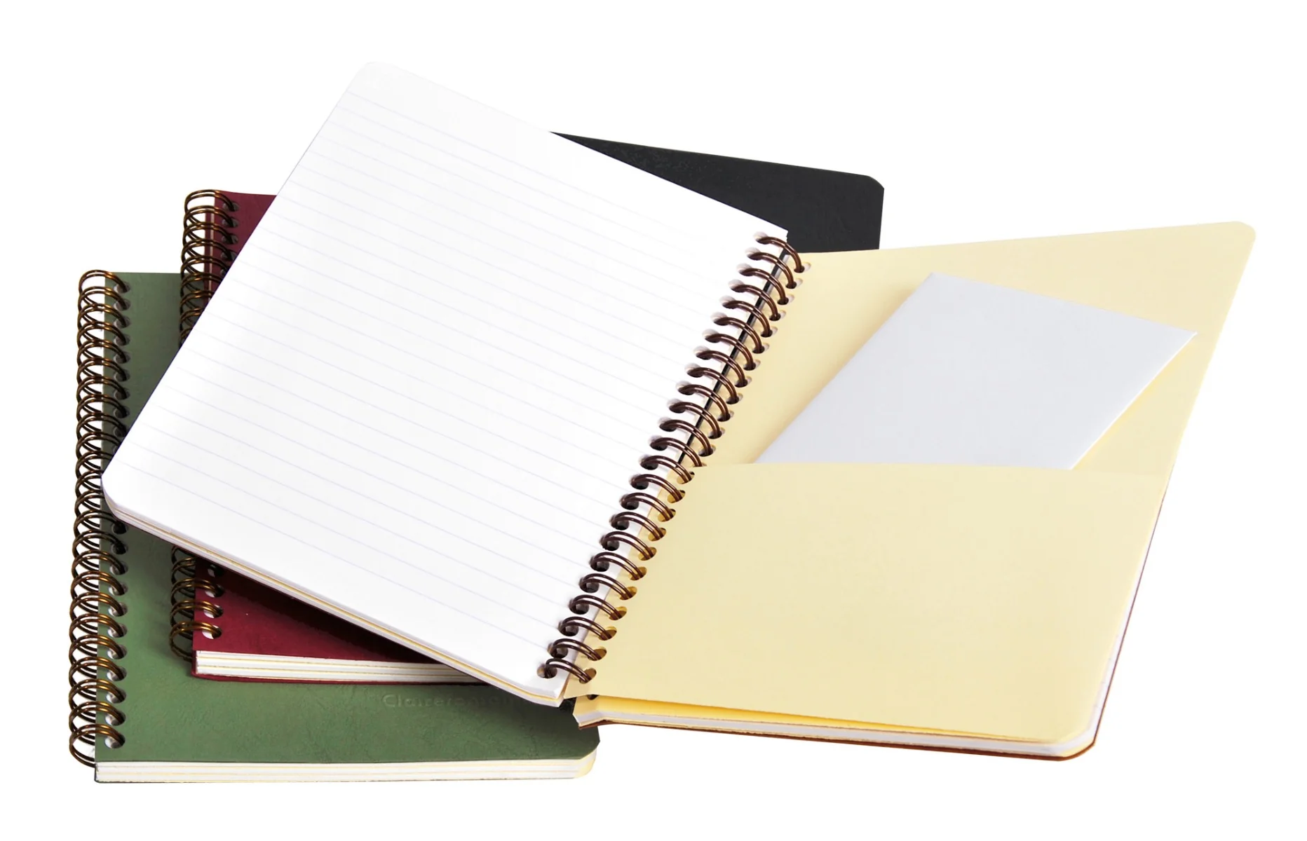 Clairefontaine Basics A5 Side Wirebound Notebook With Pockets- Rose Lined - Image 2
