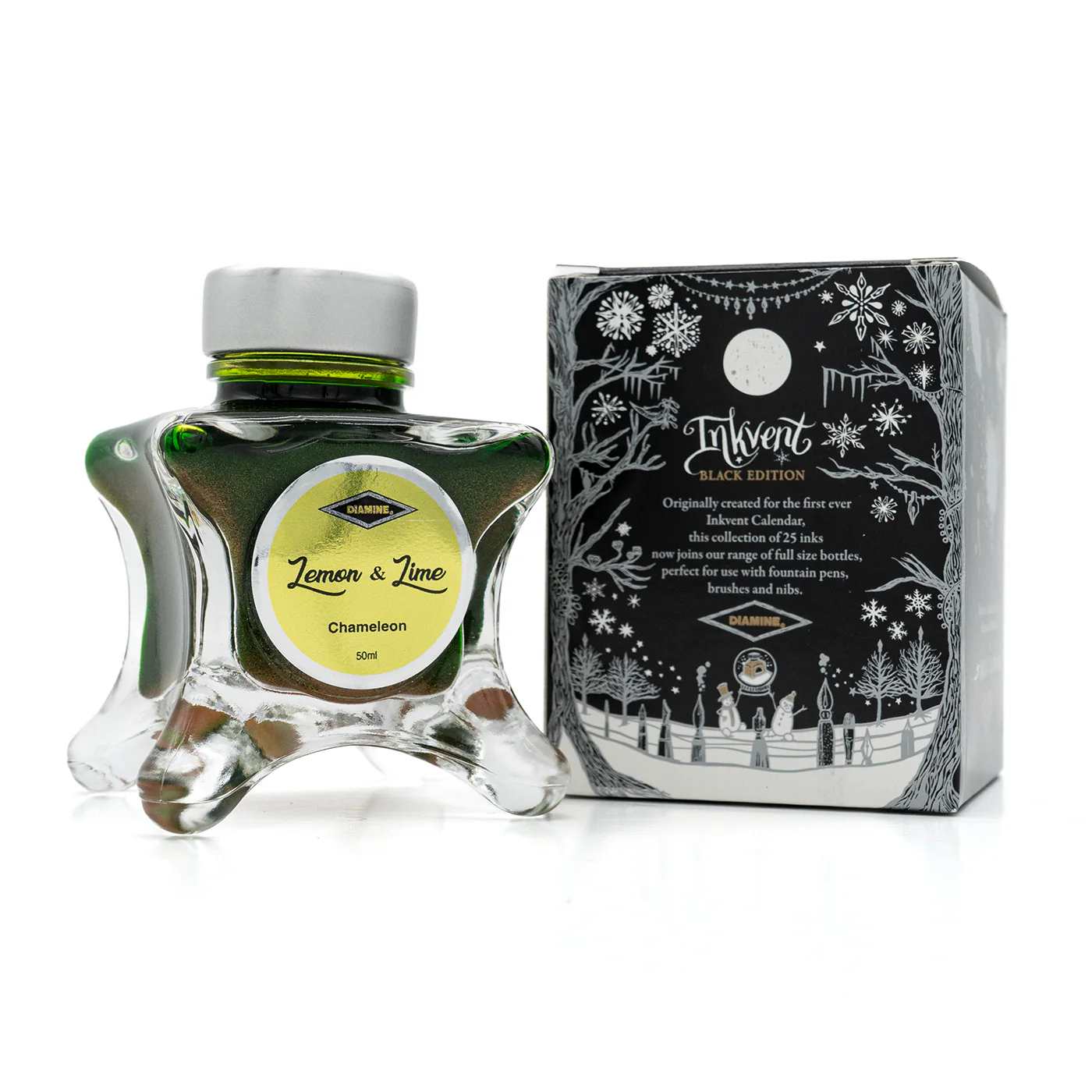 Diamine Black Edition Lemon & Lime Shimmer Ink - Image 2