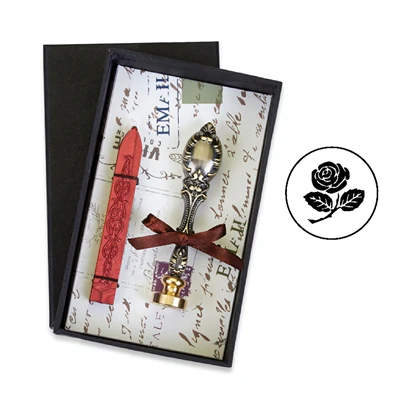 Freund Mayer Vintage Deluxe Wax Seal Kit - Rose with Red Sealing Wax