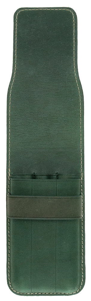 Galen Leather Co. Flap Pen Case for 3 Pens - Crazy Horse Forest Green - Image 2