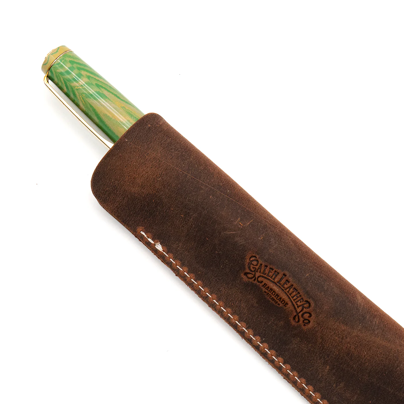 Galen Leather Co. Leather Single Pen Sleeve - Crazy Horse Havana Brown - Image 2