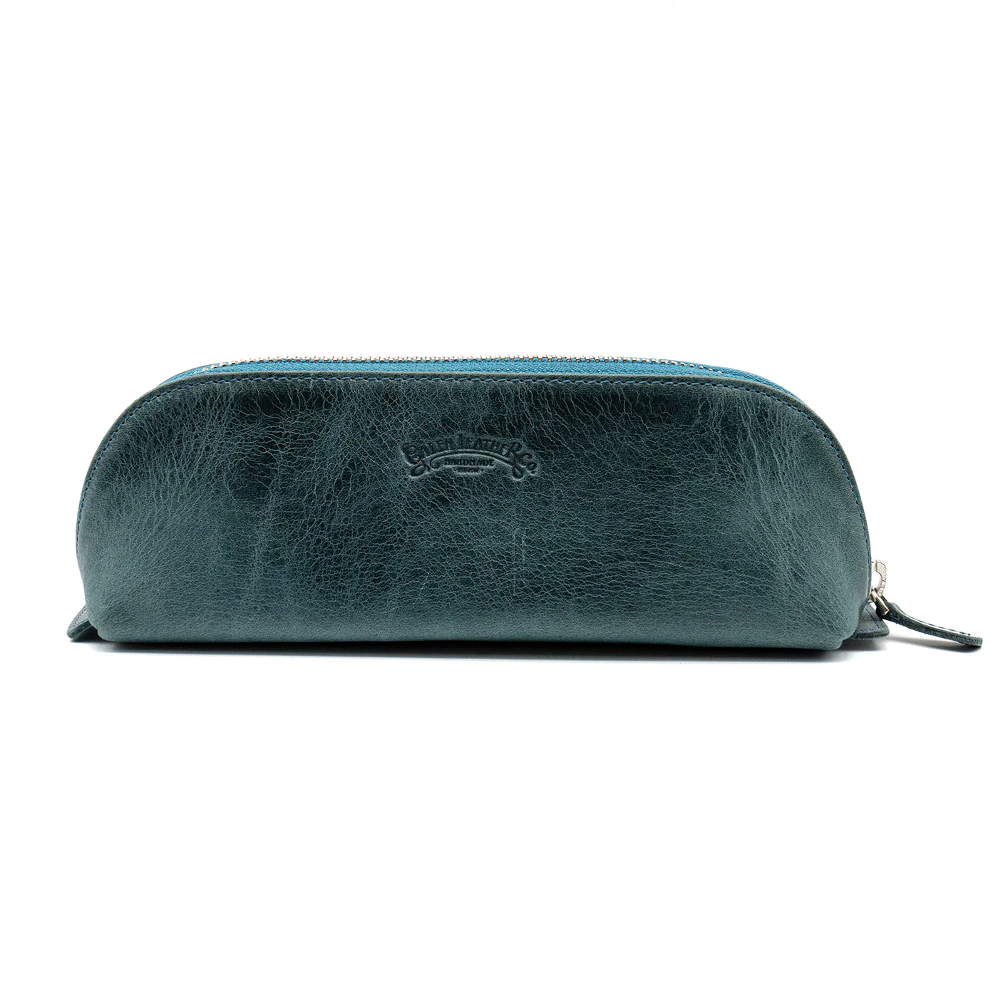 Galen Leather Co. Leather Zippered XL Pencil Cases - Crazy Horse Ocean Blue