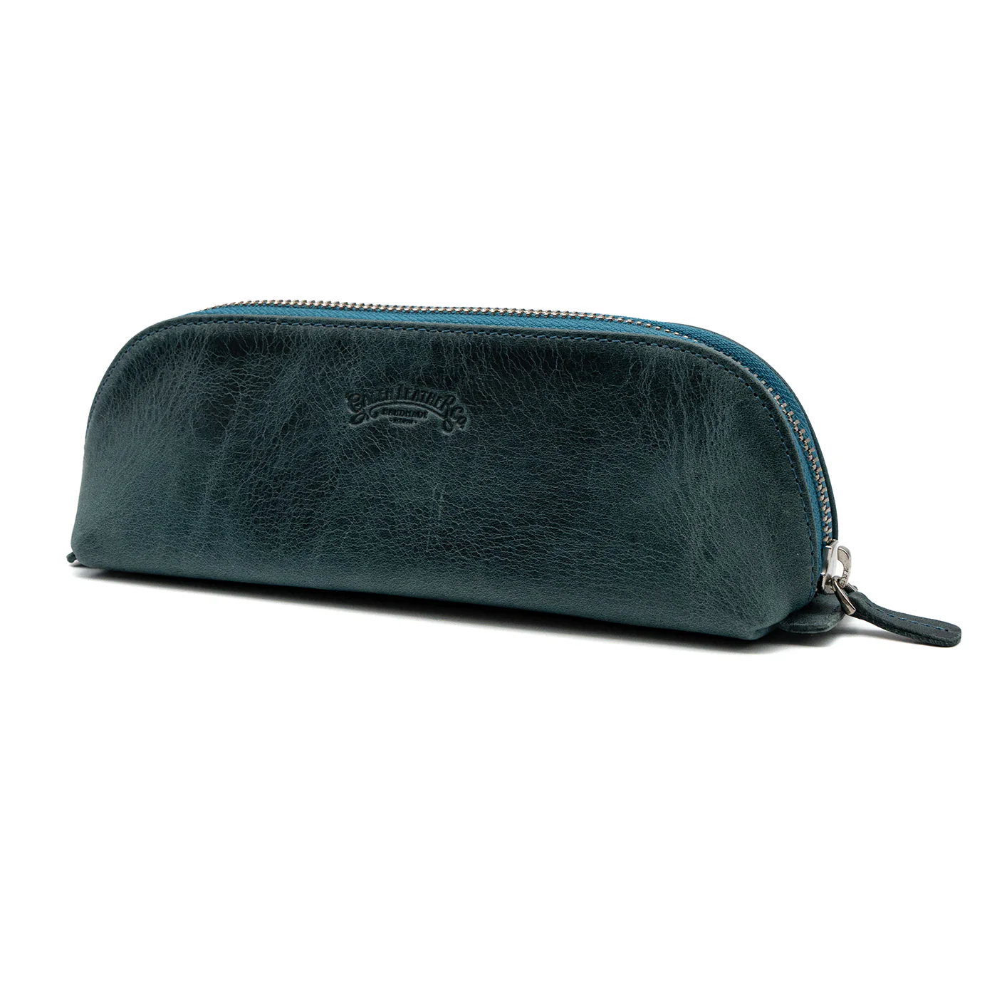 Galen Leather Co. Leather Zippered XL Pencil Cases - Crazy Horse Ocean Blue - Image 2