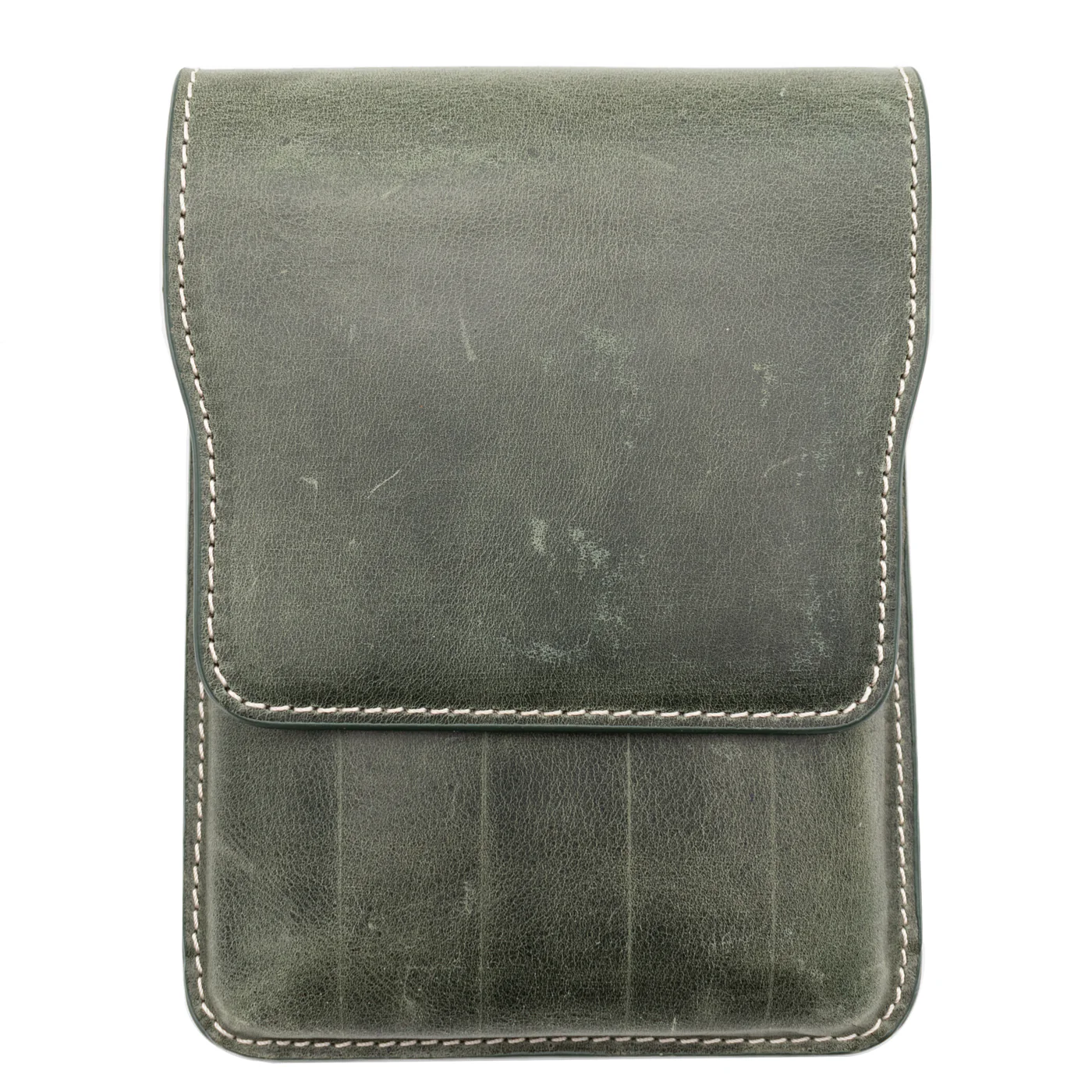 Galen Leather Co. Magnetic Flap Pen Case for 5 Pens - Crazy Horse Green