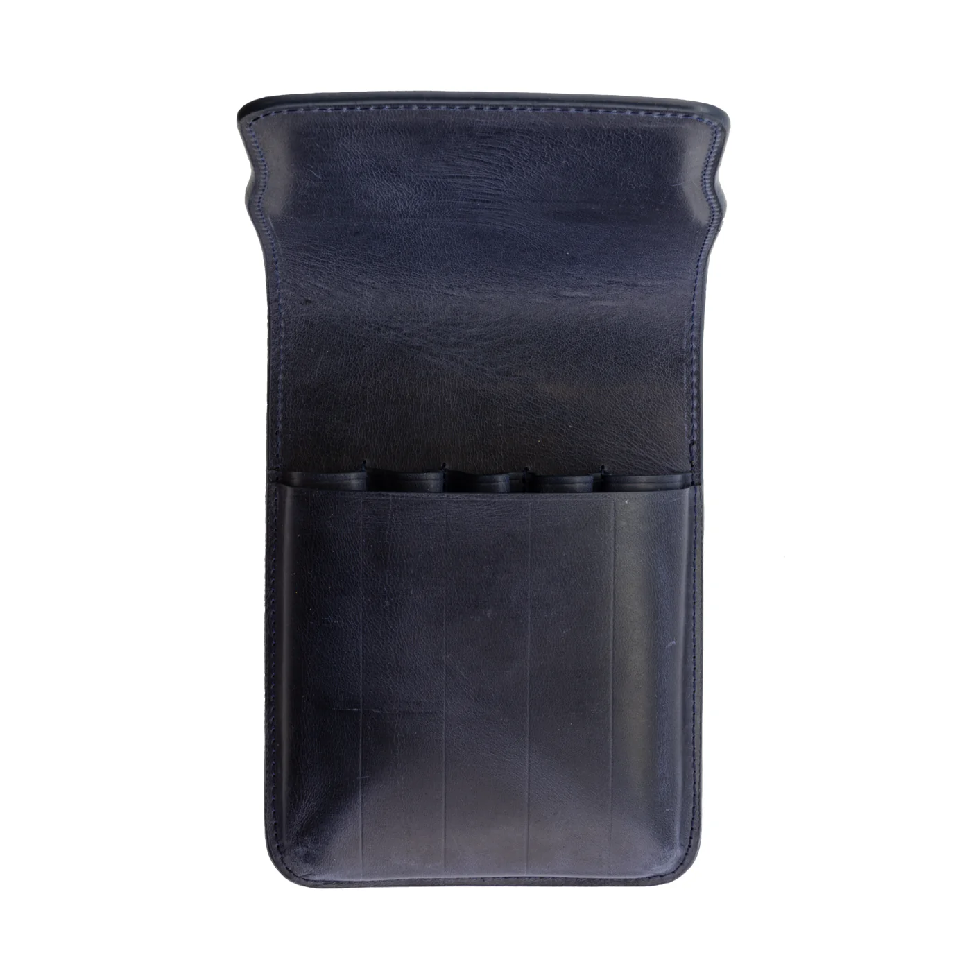 Galen Leather Co. Magnetic Flap Pen Case for 5 Pens - Crazy Horse Navy Blue - Image 2