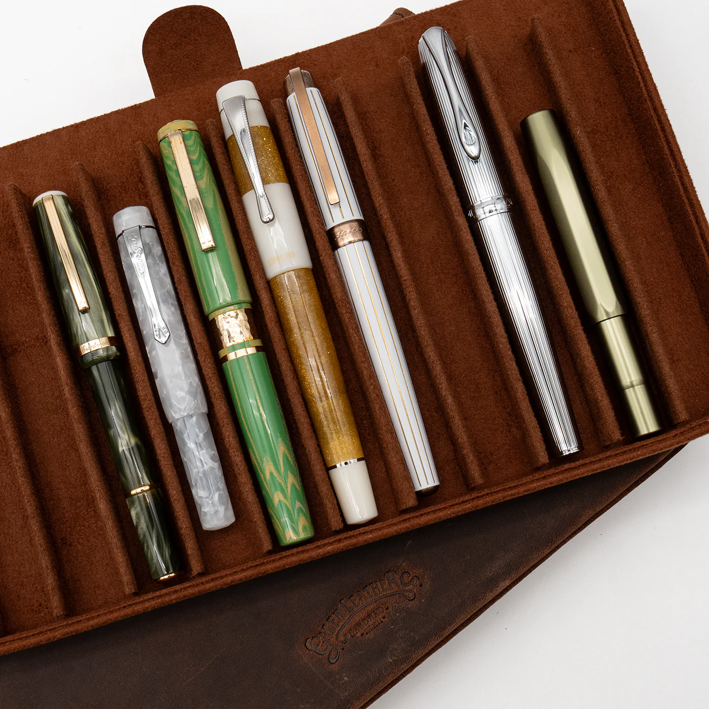 Galen Leather Co. Magnum Opus 12 Slot Hard Magnetic Pen Case- Crazy Horse Havana Brown - Image 3