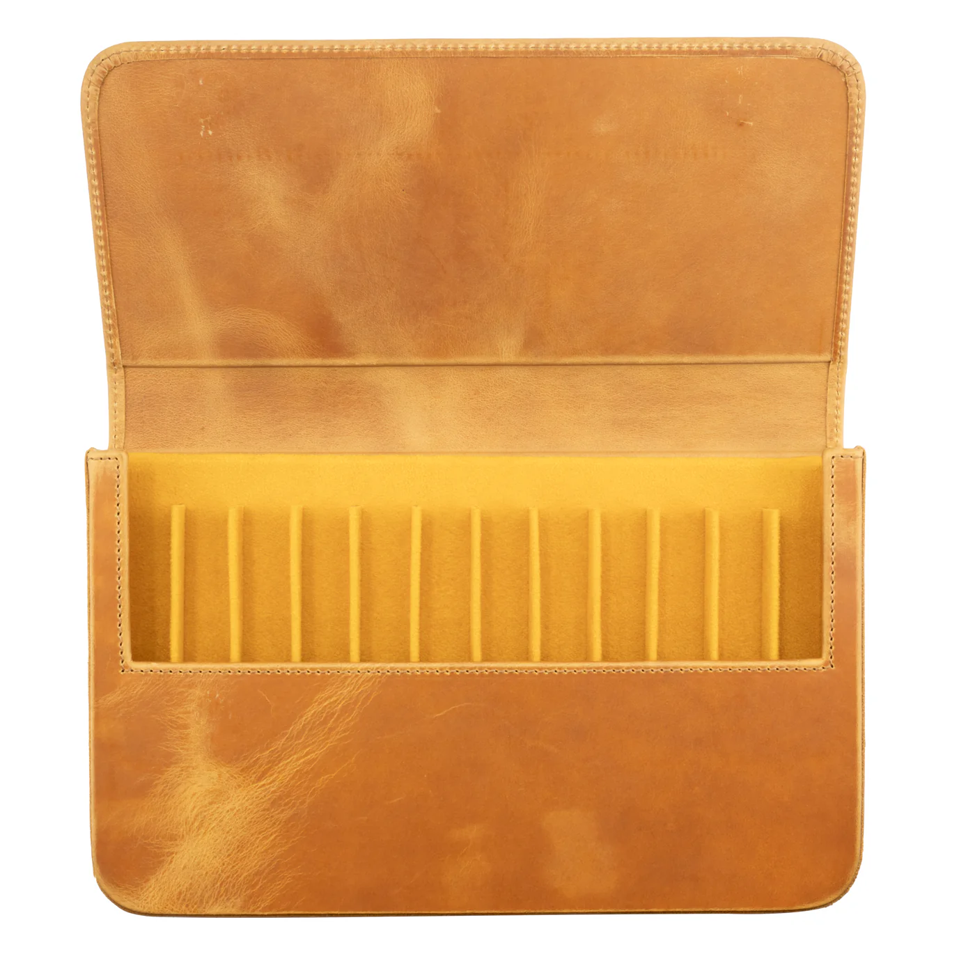 Galen Leather Co. Magnum Opus 12 Slot Magnetic Hard Pen Case - Crazy Horse Honey Ochre - Image 2