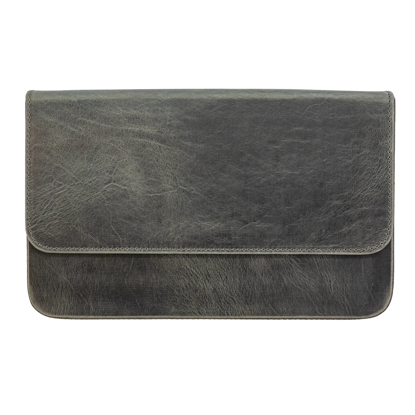 Galen Leather Co. Magnum Opus 12 Slot Magnetic Hard Pen Case - Crazy Horse Smoky Grey