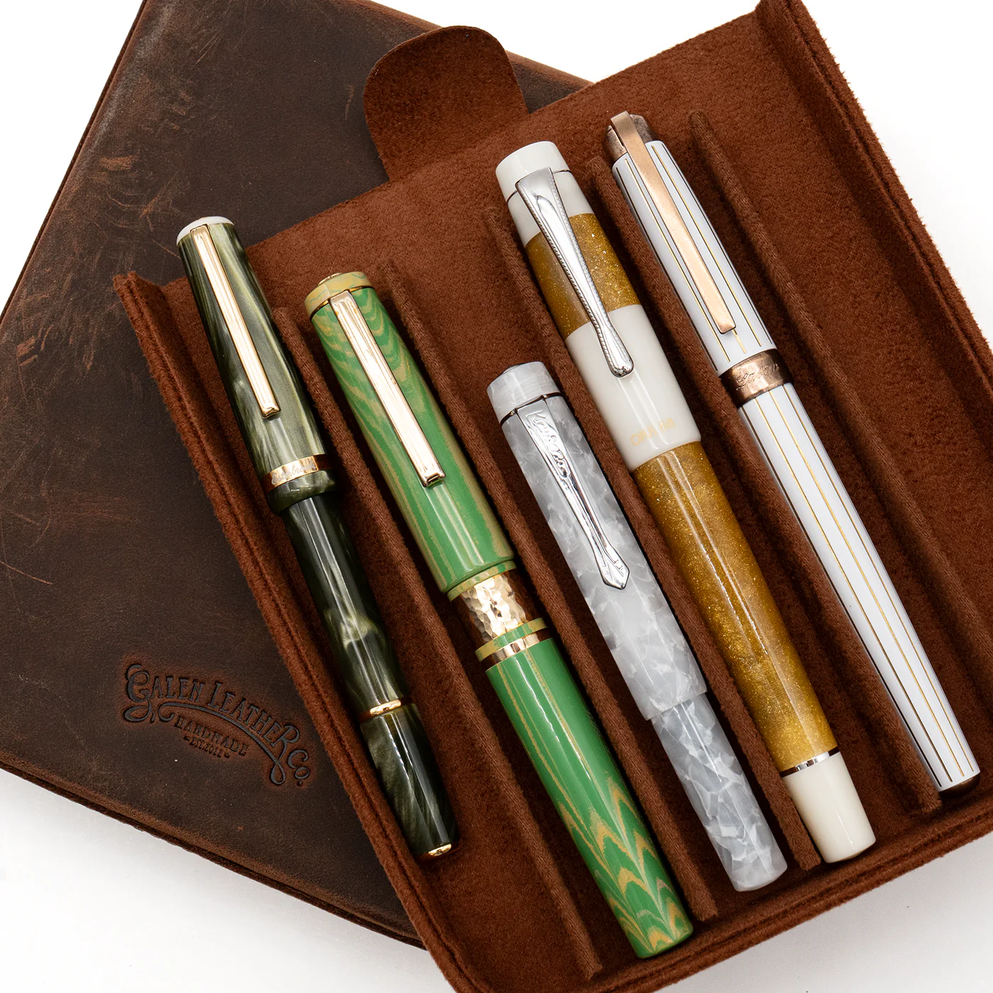 Galen Leather Co. Magnum Opus 6 Slot Hard Pen Case - Crazy Horse Havana Brown - Image 3
