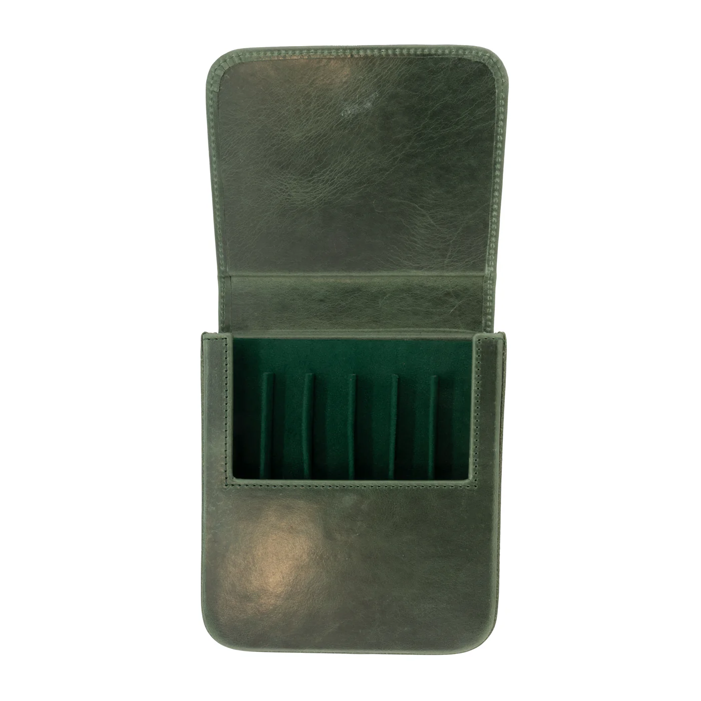 Galen Leather Co. Magnum Opus Magnetic 6 Slot Hard Pen Case - Crazy Horse Forest Green - Image 2