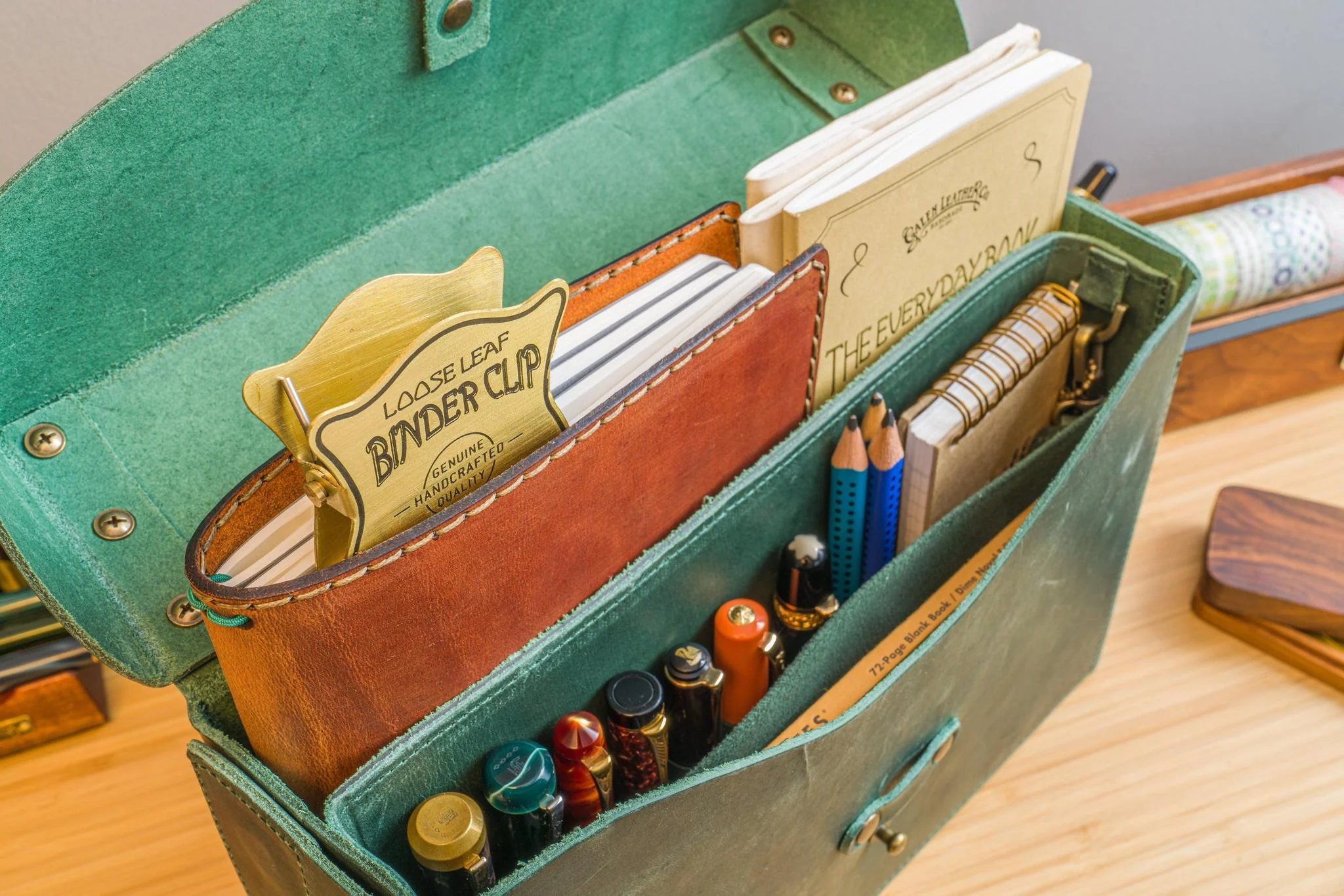 Galen Leather Co. Writer's Medic Bag - Crazy Horse Forest Green - Image 4