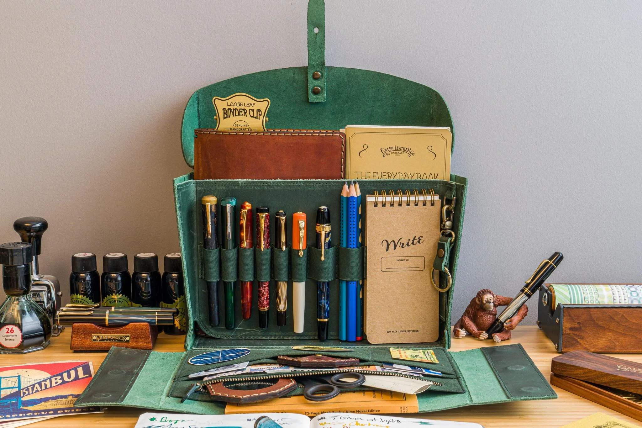 Galen Leather Co. Writer's Medic Bag - Crazy Horse Forest Green - Image 5