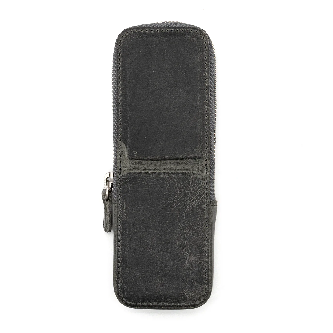 Galen Leather Co. Zipper Magnum Opus 2 Slot Hard Pen Case - Crazy Horse Smoky