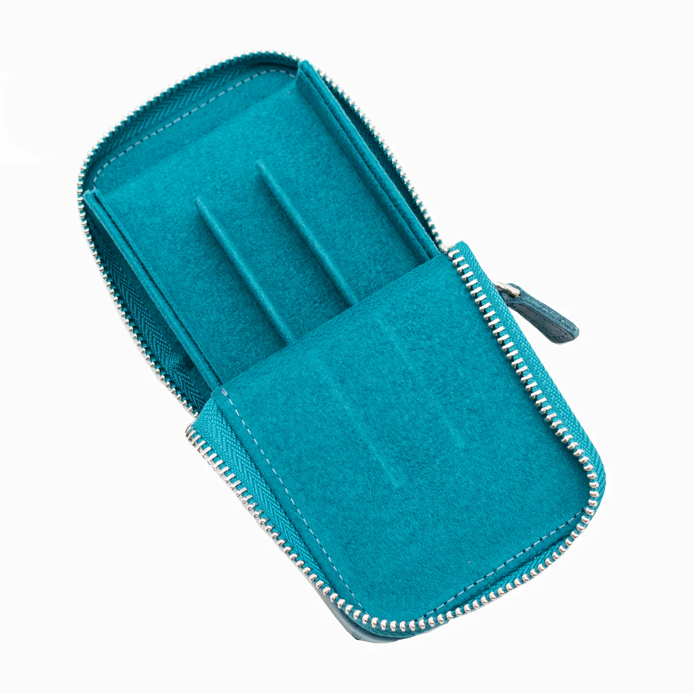 Galen Leather Co. Zipper Magnum Opus 3 Slot Hard Pen Case - Crazy Horse Ocean Blue - Image 2