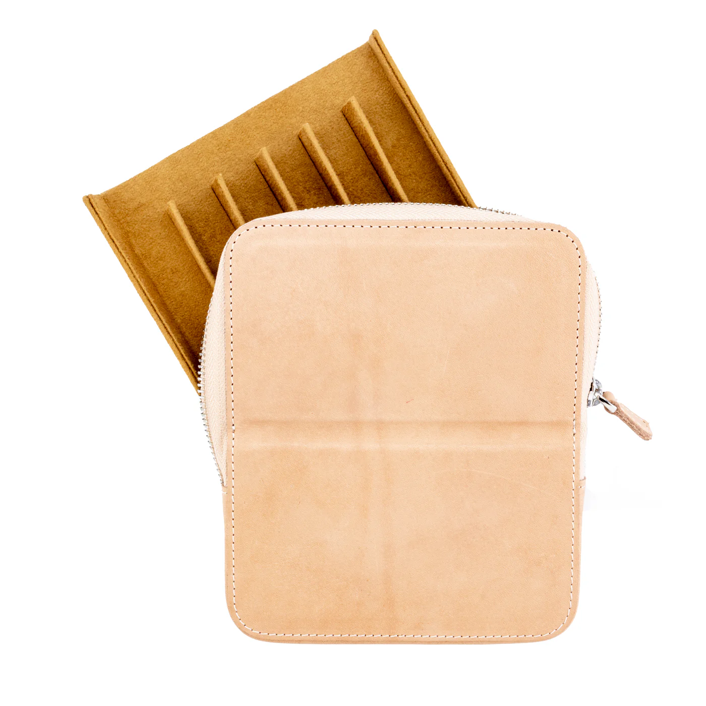 Galen Leather Co. Zipper Magnum Opus 6 Slot Hard Pen Case - Undyed Leather