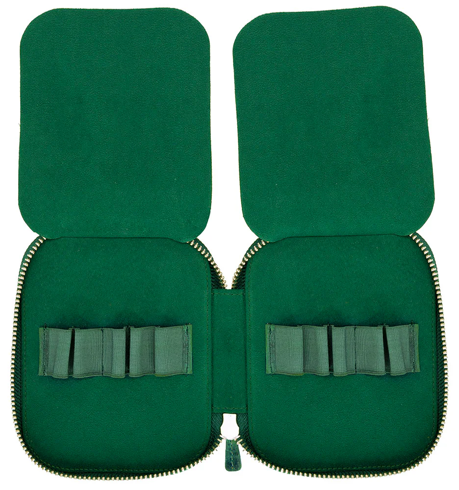 Galen Leather Co. Zippered 10 Slot Pen Case - Crazy Horse Forest Green - Image 3