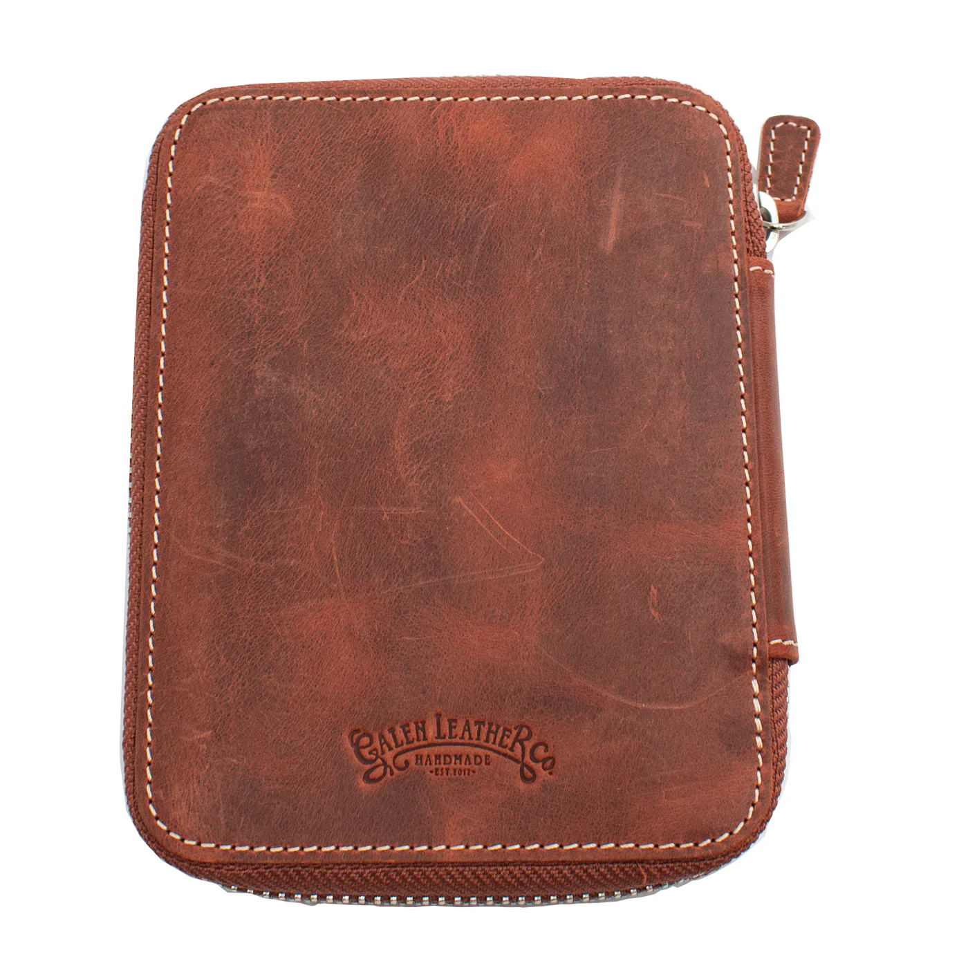 Galen Leather Co. Zippered 10 Slot Pen Case - Crazy Horse Orange