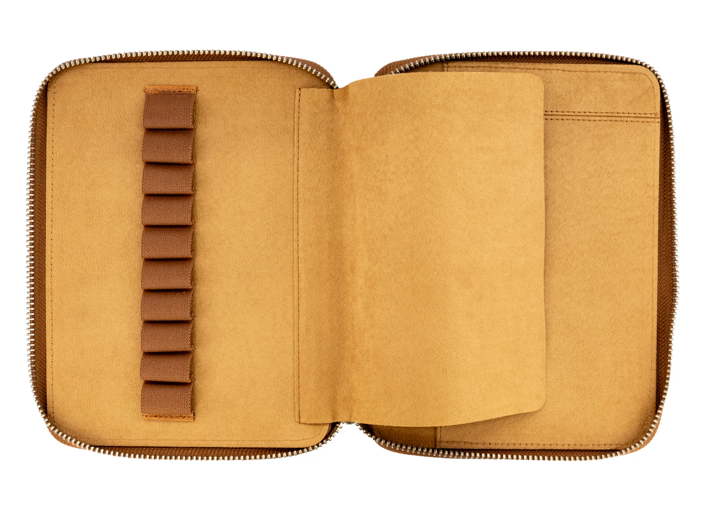 Galen Leather Co. Zippered 10 Slot Pen Case with A5 Notebook Holder - Crazy Horse Brown - Image 2