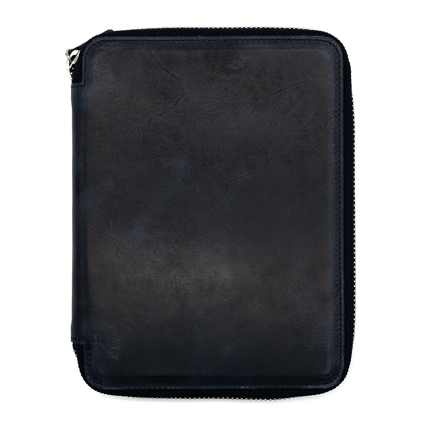 Galen Leather Co. Zippered 10 Slot Pen Case with A5 Notebook Holder - Crazy Horse Navy Blue