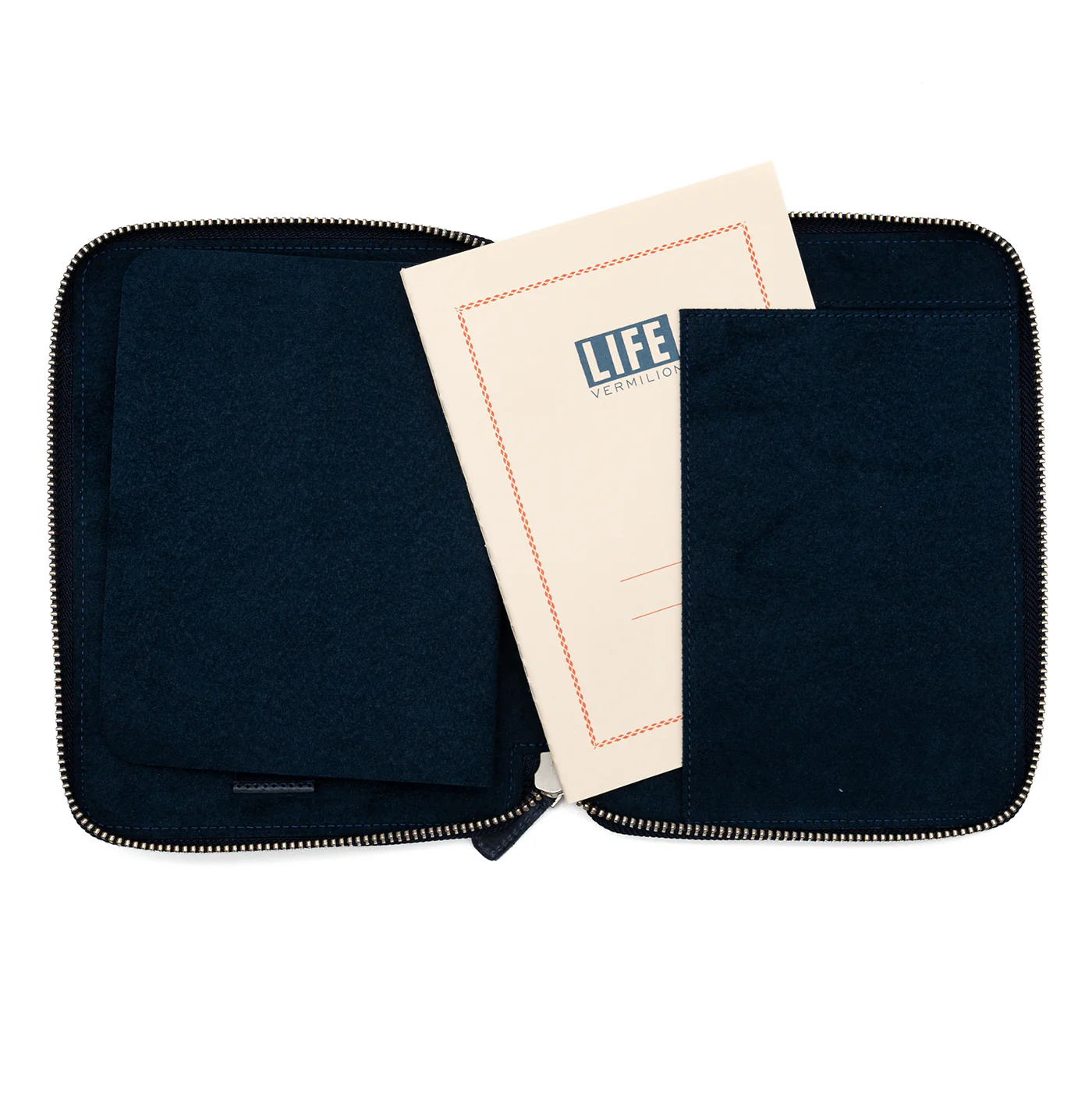 Galen Leather Co. Zippered 10 Slot Pen Case with A5 Notebook Holder - Crazy Horse Navy Blue - Image 4