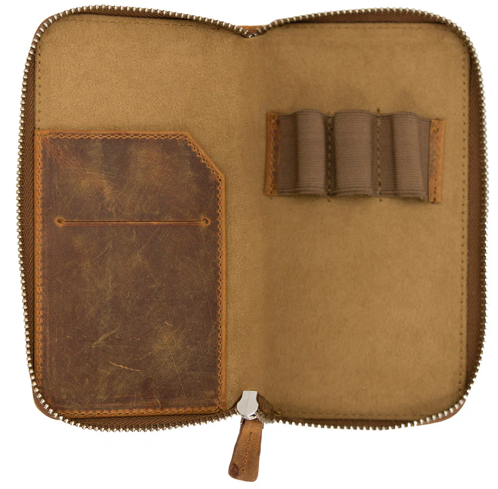 Galen Leather Co. Zippered 3 Slot Pen Case - Crazy Horse Brown - Image 2