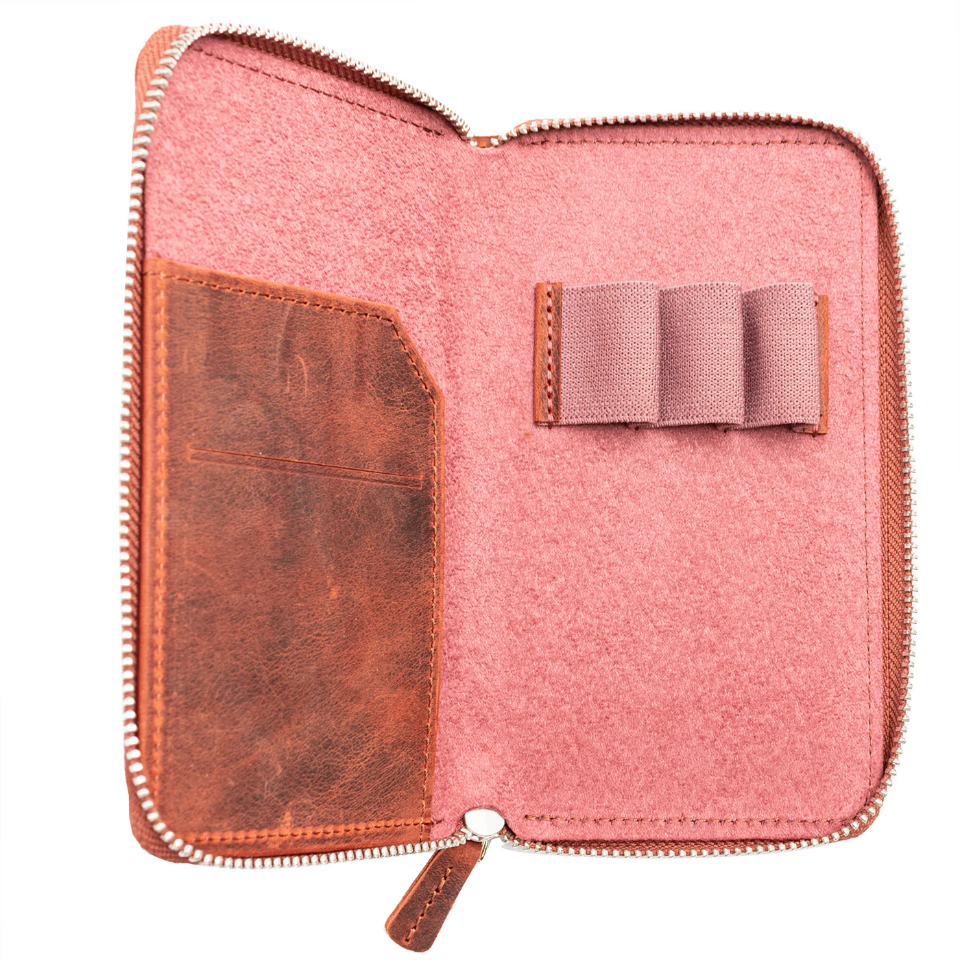 Galen Leather Co. Zippered 3 Slot Pen Case - Crazy Horse Orange - Image 2