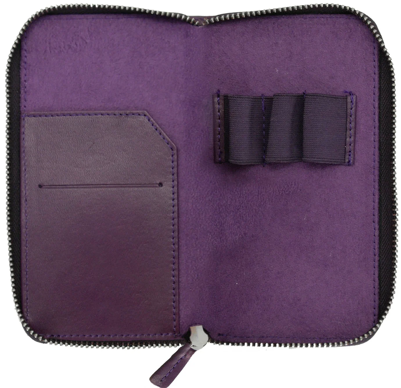 Galen Leather Co. Zippered 3 Slot Pen Case - Purple - Image 2