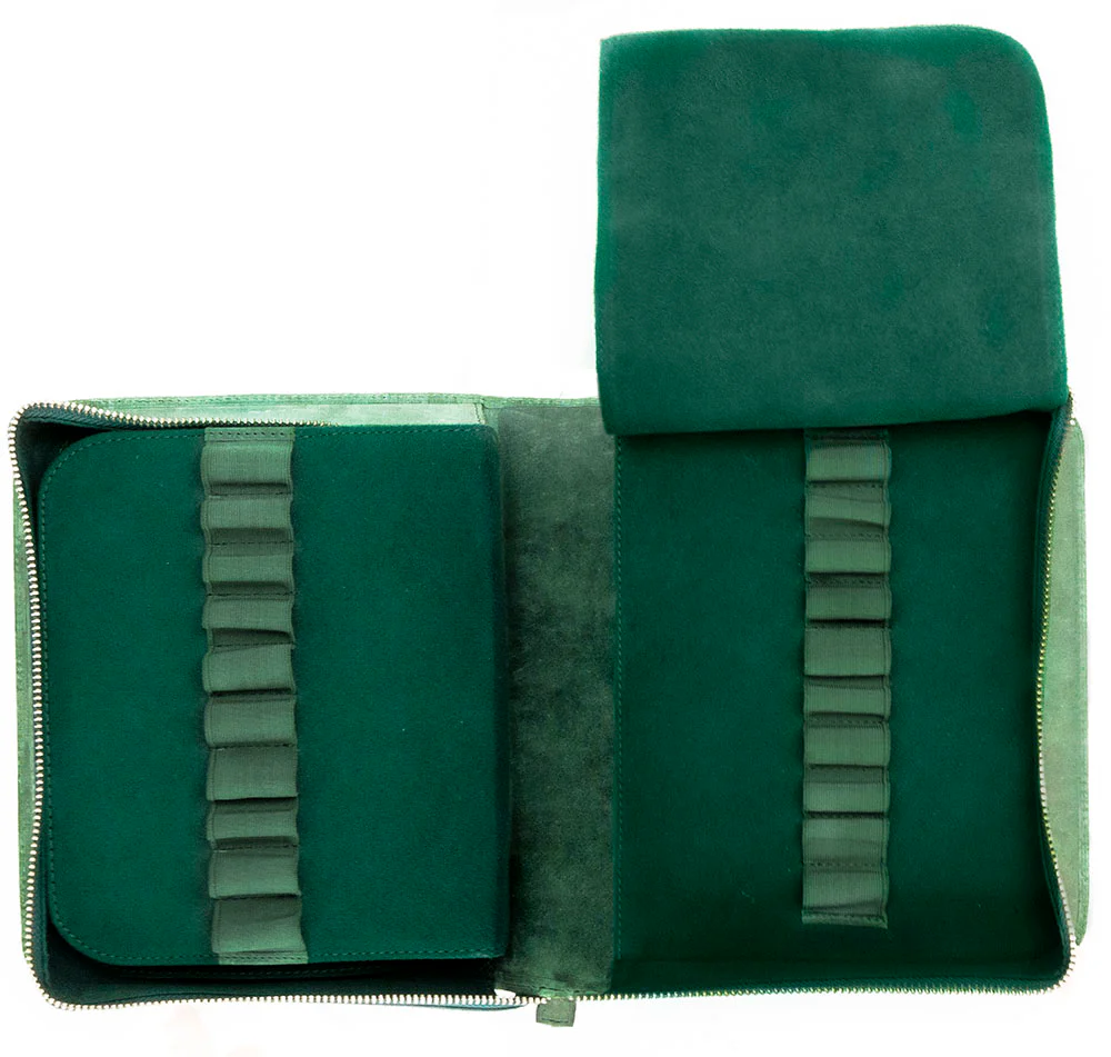 Galen Leather Co. Zippered 40 Slot Pen Case - Crazy Horse Forest Green - Image 3