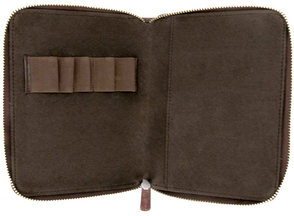 Galen Leather Co. Zippered 5 Slot Pen Case - Brown - Image 2