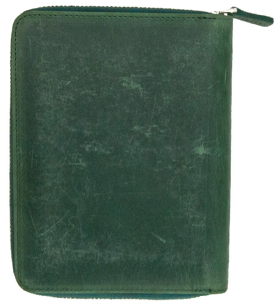 Galen Leather Co. Zippered 5 Slot Pen Case - Crazy Horse Forest Green
