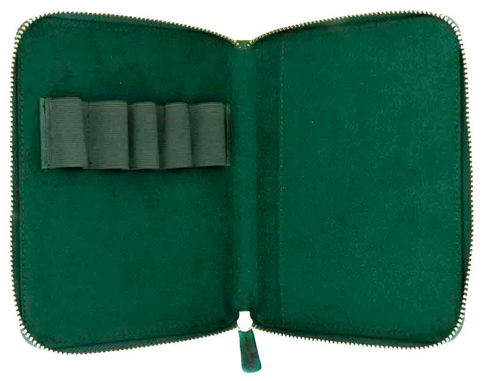 Galen Leather Co. Zippered 5 Slot Pen Case - Crazy Horse Forest Green - Image 2