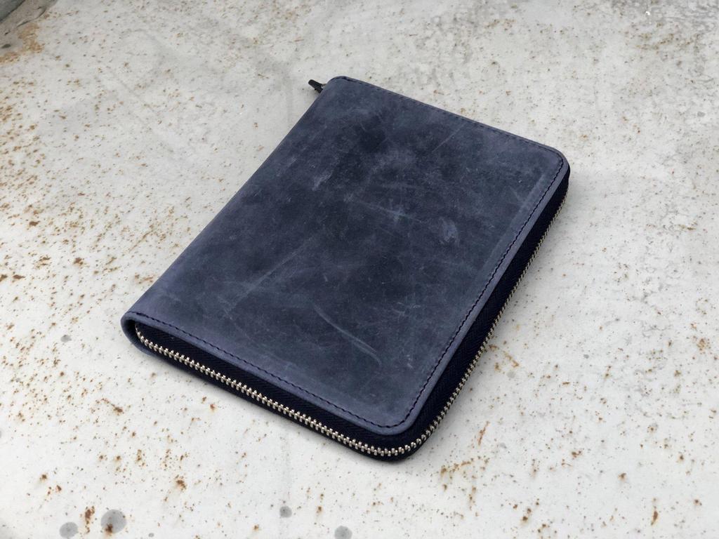 Galen Leather Co. Zippered 5 Slot Pen Case - Crazy Horse Navy Blue - Image 3