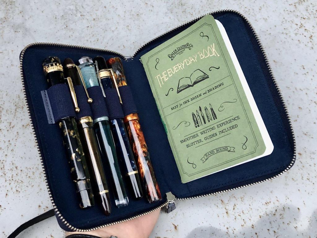 Galen Leather Co. Zippered 5 Slot Pen Case - Crazy Horse Navy Blue - Image 4