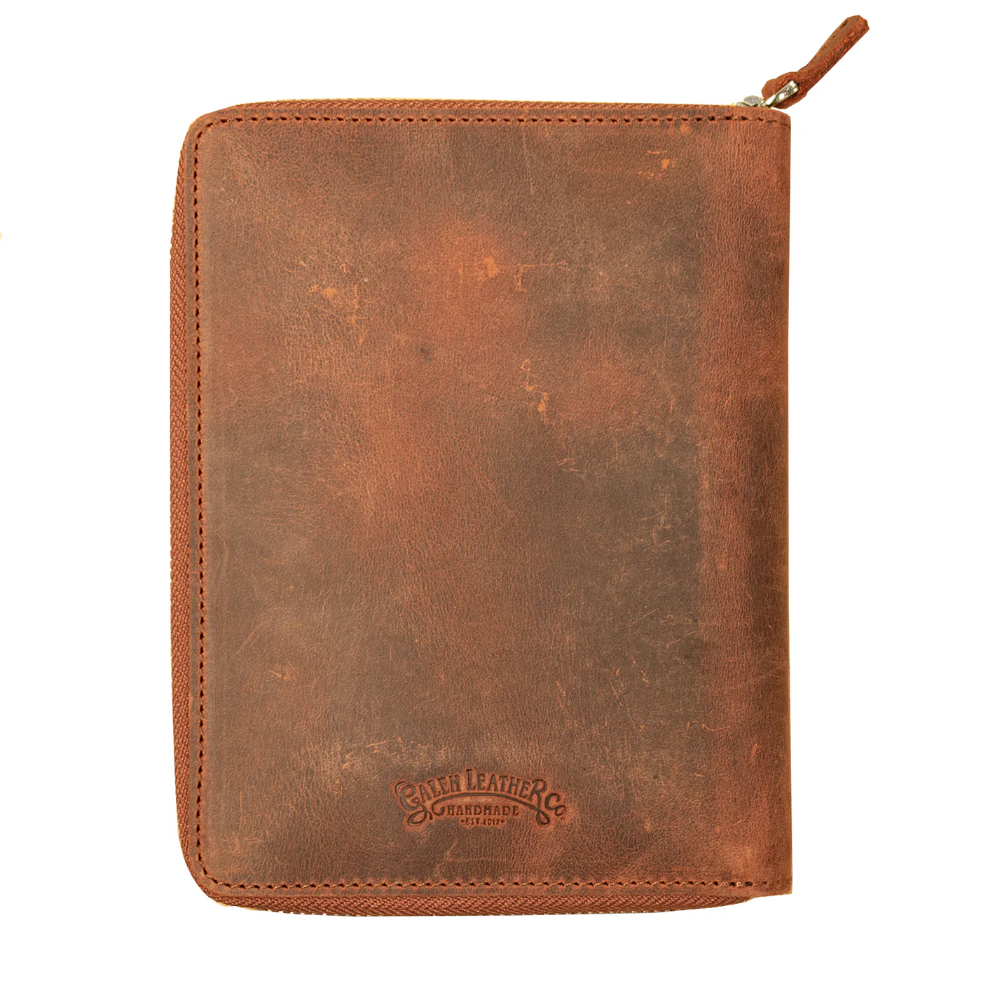 Galen Leather Co. Zippered 5 Slot Pen Case - Crazy Horse Orange - Image 2