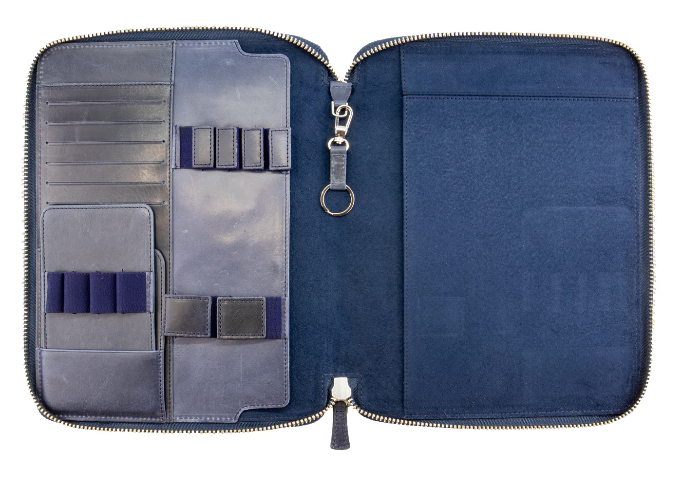 Galen Leather Co. Zippered B5 Notebook Folio - Crazy Horse Navy Blue - Image 2