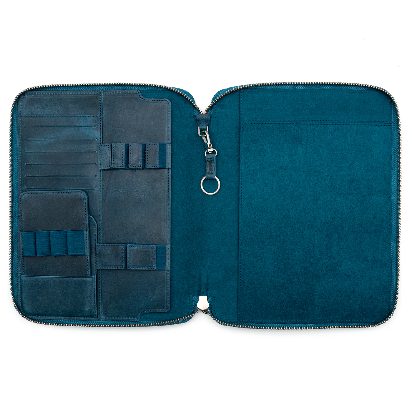 Galen Leather Co. Zippered B5 Notebook Folio- Crazy Horse Ocean - Image 2