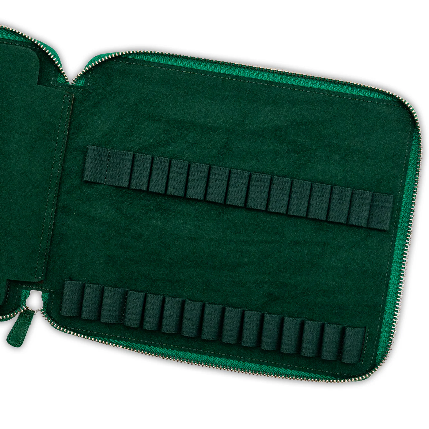 Galen Leather Co. Zippered Collector Pen Case for 60 Kawecos - Vivianite Green - Image 2
