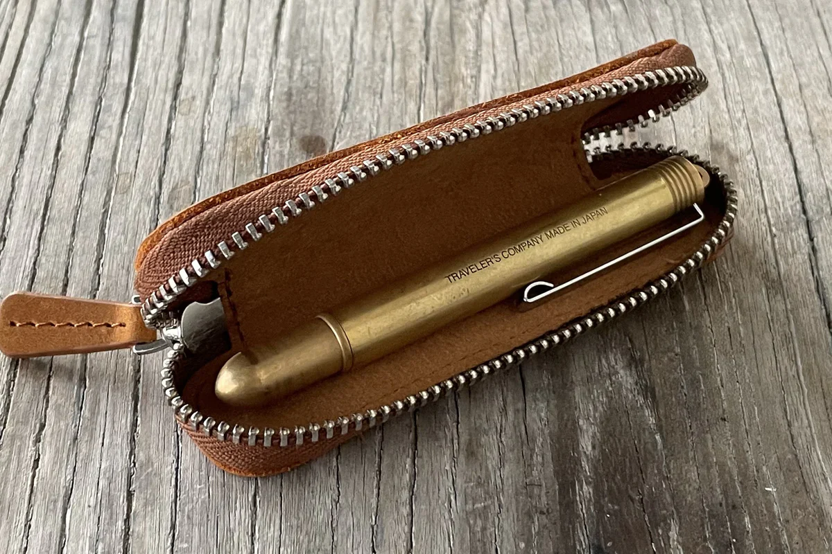 Galen Leather Co. Zippered Single Pen Case For Kaweco - Crazy Horse Brown - Image 3