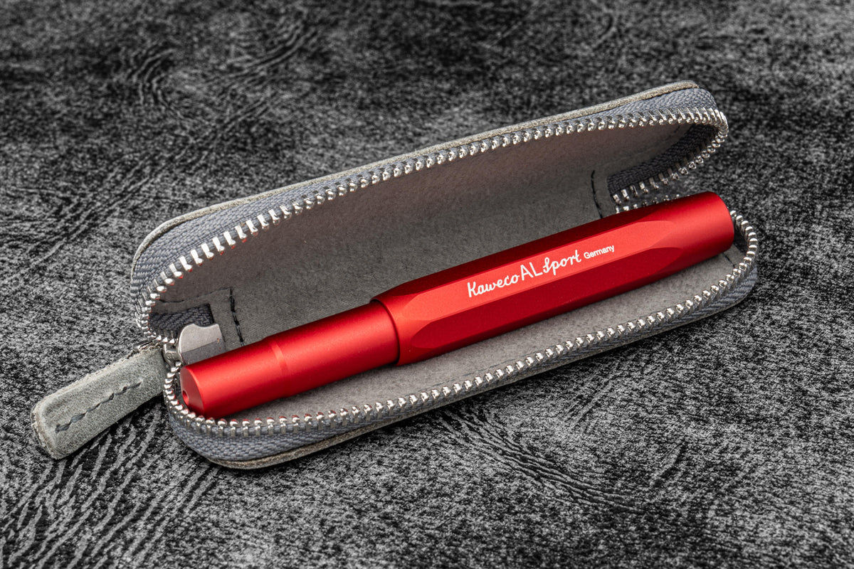 Galen Leather Co. Zippered Single Pen Case For Kaweco - Crazy Horse Smoky - Image 2