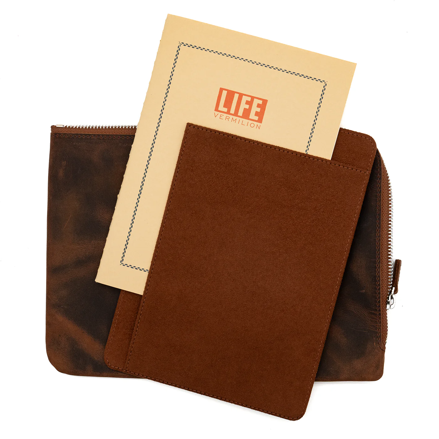 Galen Leather Zippered Writer's Bank Bag - Havana Brown - Image 3