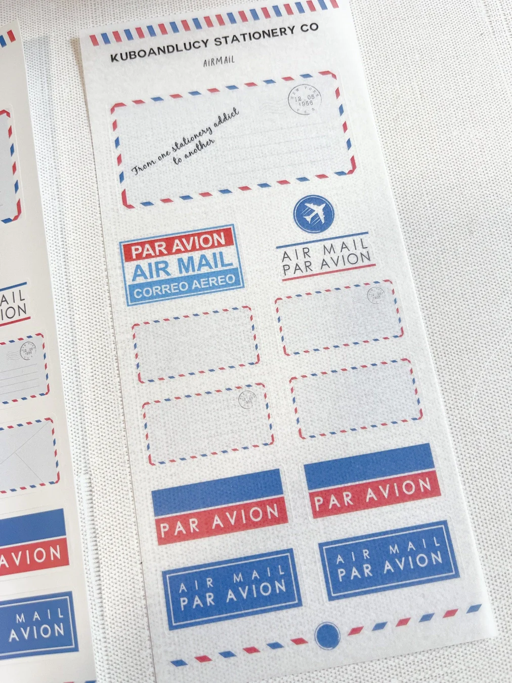 Kuboandlucy Stationery Co. Sticker Sheet - Air Mail Envelope - Image 2