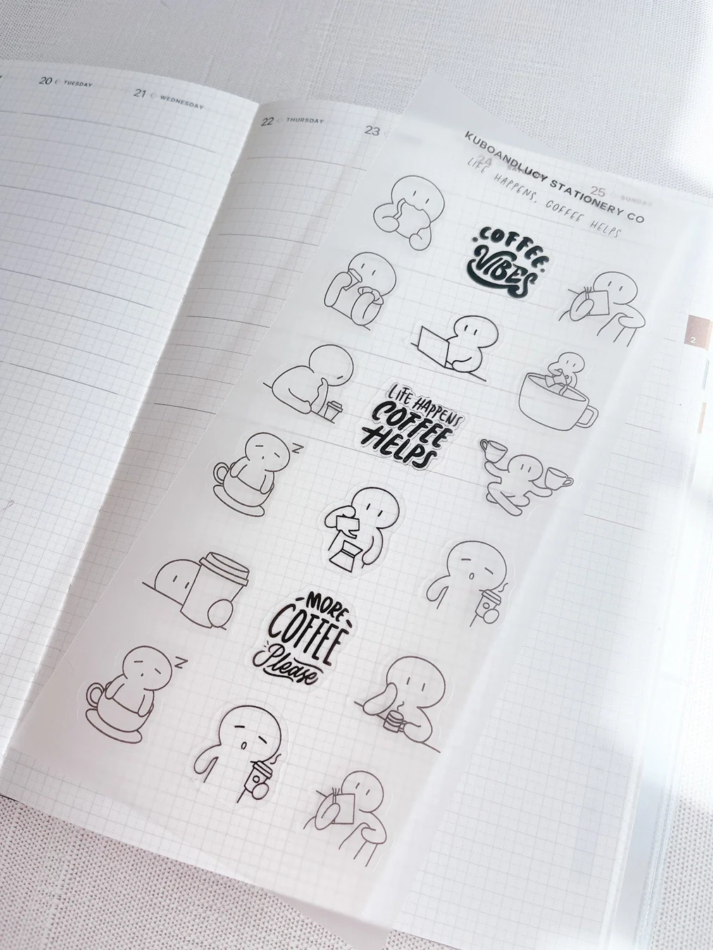 Kuboandlucy Stationery Co. Sticker Sheet - Life Happens, Coffee Helps - Image 2