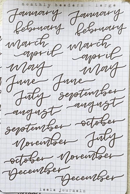 Leelajournals Journaling Sticker Sheet - Large Monthly Headers