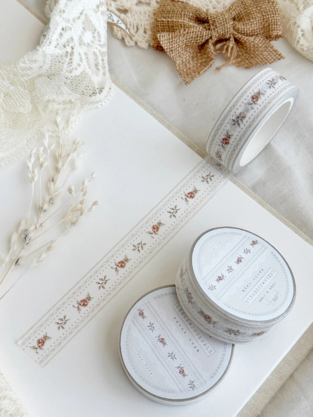 Leelajournals Washi Tape - Laces & Roses Red