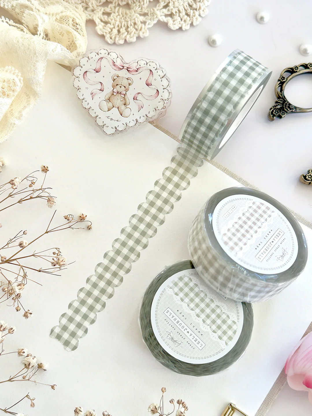 Leelajournals Washi Tape - Scalloped Plaid Die Cut - Image 2