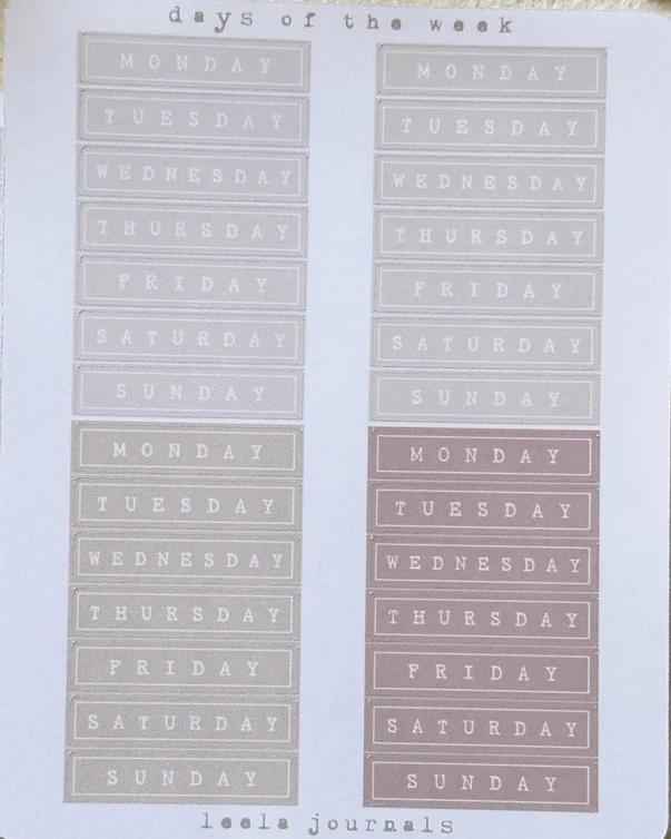 Leelajournals Journaling Sticker Sheet - Squared Weekly Headers With Border