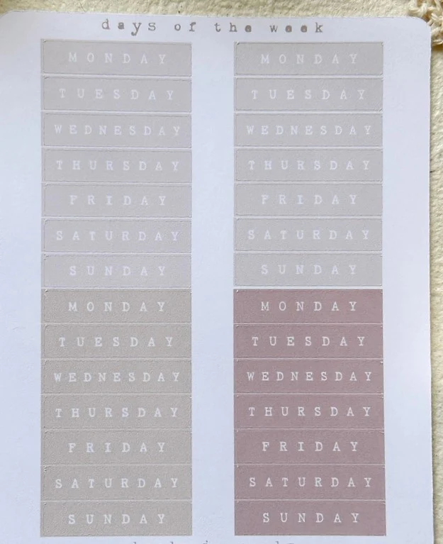 Leelajournals Journaling Sticker Sheet - Squared Weekly Headers Without Border