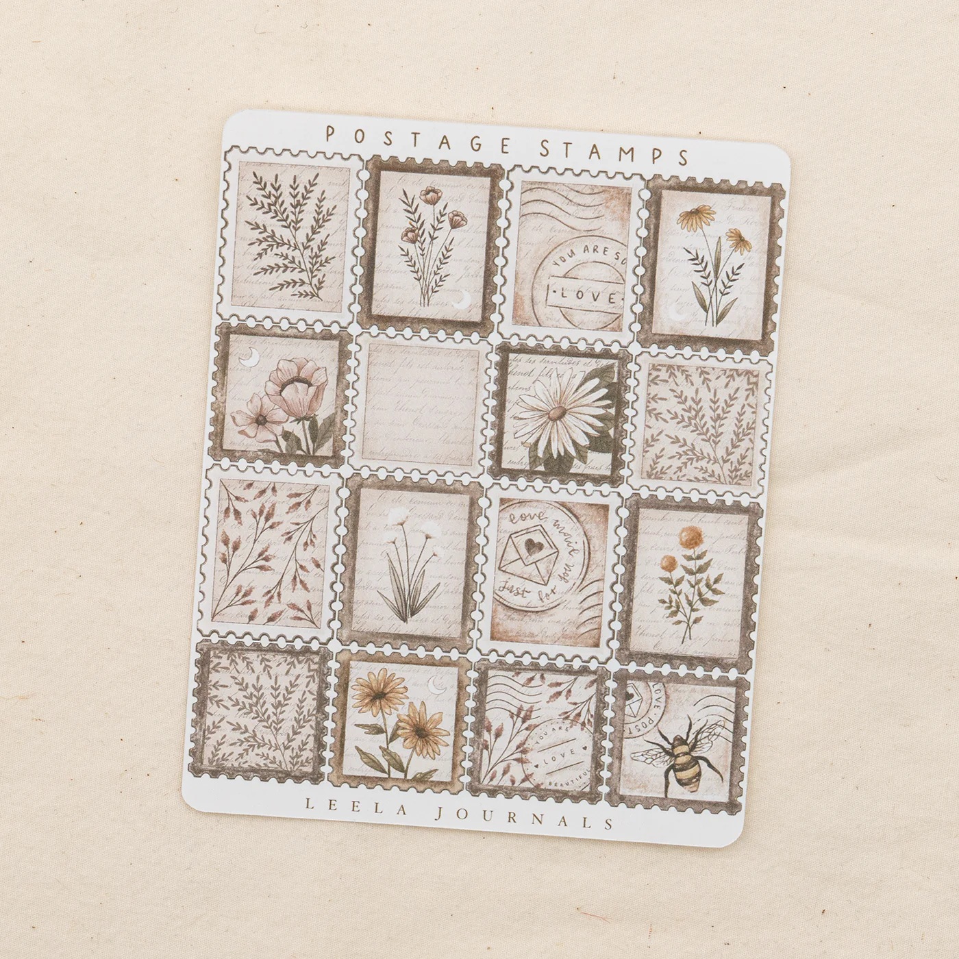 Leelajournals Sticker - White Matte Vintage Postage Stamps