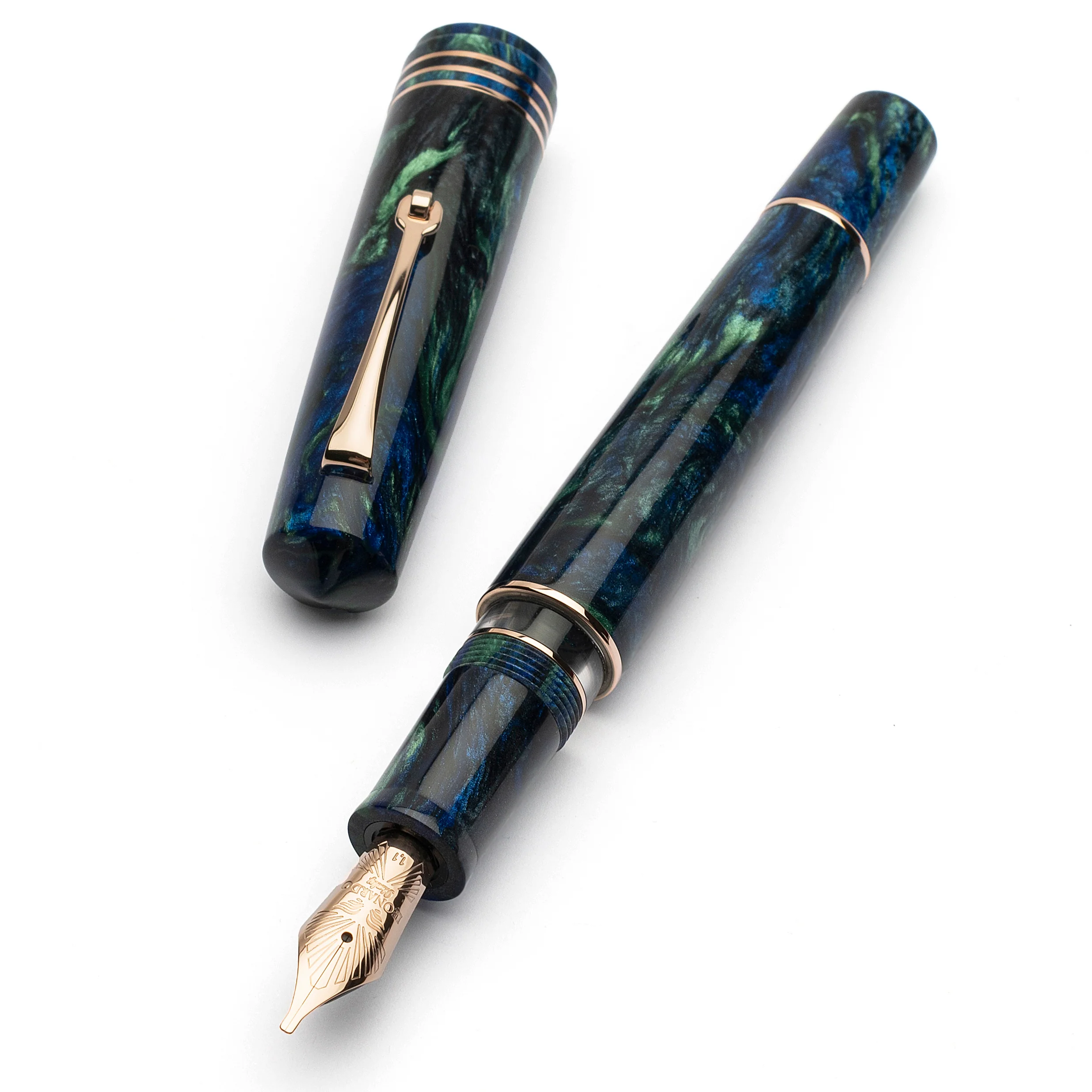Leonardo Momento Zero Grande 2.0 Fountain Pen -Fiordaliso Blue - The Power of Flower in Rose Gold Trim